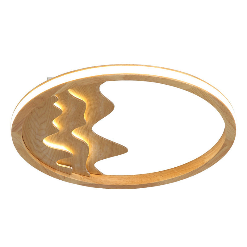 Houten Ring Vormige Flush Light Fixture Minimalistische LED Plafond Licht voor Slaapkamer