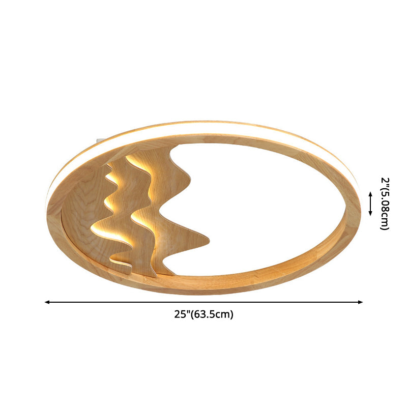 Houten Ring Vormige Flush Light Fixture Minimalistische LED Plafond Licht voor Slaapkamer