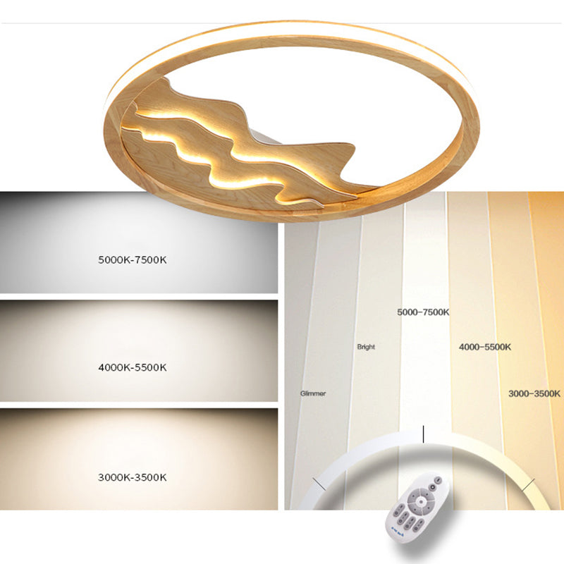 Houten Ring Vormige Flush Light Fixture Minimalistische LED Plafond Licht voor Slaapkamer
