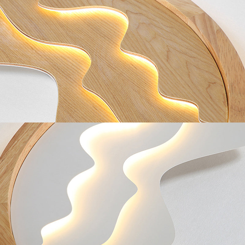 Houten Ring Vormige Flush Light Fixture Minimalistische LED Plafond Licht voor Slaapkamer