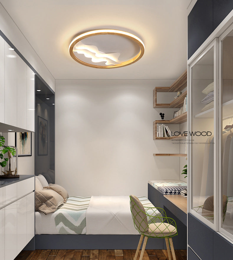 Houten Ring Vormige Flush Light Fixture Minimalistische LED Plafond Licht voor Slaapkamer