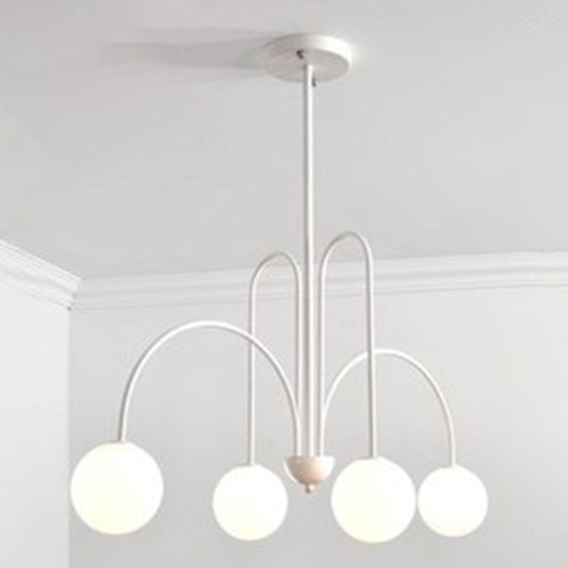 Modern Minimalist Chandelier Light Fixture Spherical White Glass Ceiling Chandelier for Living Room