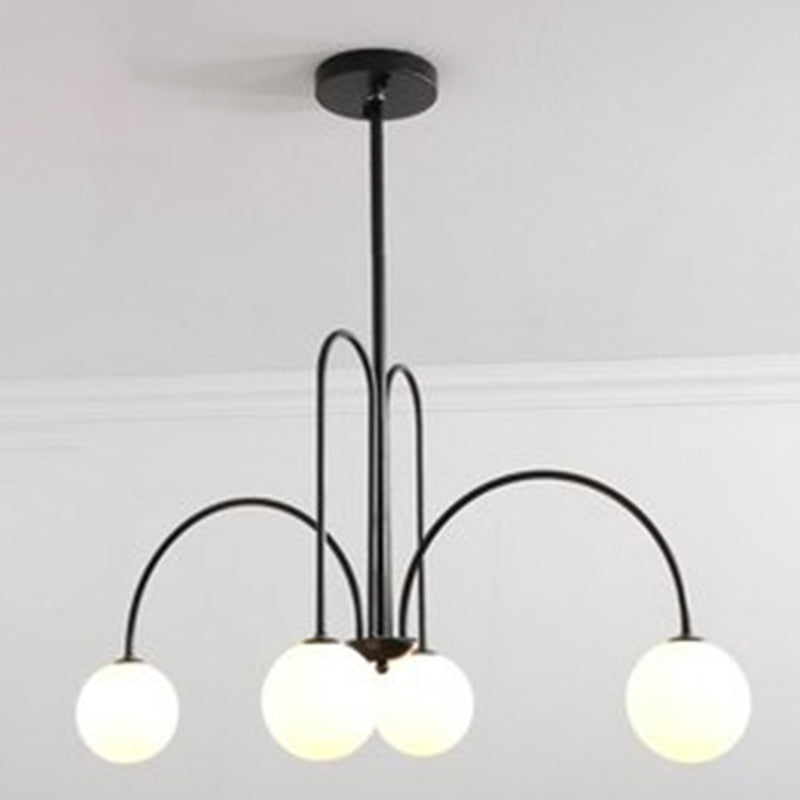 Modern Minimalist Chandelier Light Fixture Spherical White Glass Ceiling Chandelier for Living Room