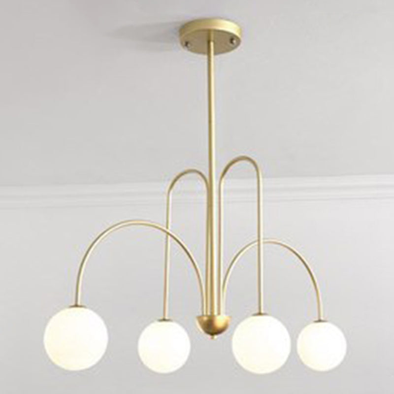 Modern Minimalist Chandelier Light Fixture Spherical White Glass Ceiling Chandelier for Living Room