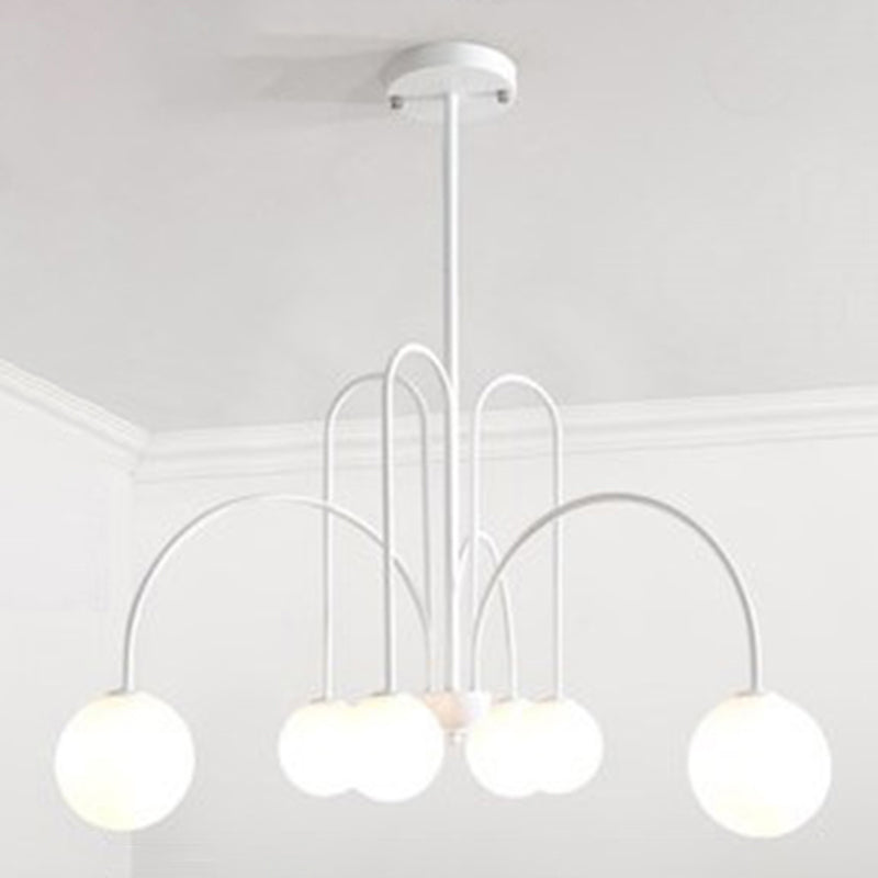 Modern Minimalist Chandelier Light Fixture Spherical White Glass Ceiling Chandelier for Living Room