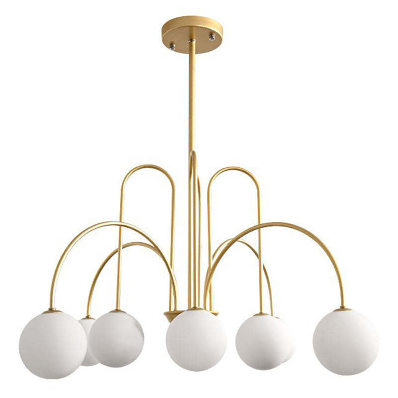 Modern Minimalist Chandelier Light Fixture Spherical White Glass Ceiling Chandelier for Living Room