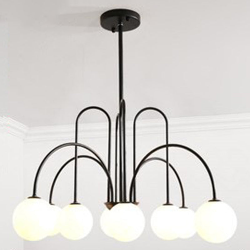 Modern Minimalist Chandelier Light Fixture Spherical White Glass Ceiling Chandelier for Living Room