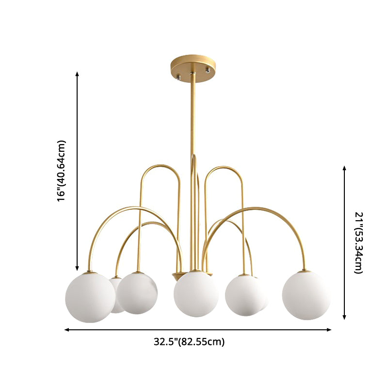 Modern Minimalist Chandelier Light Fixture Spherical White Glass Ceiling Chandelier for Living Room