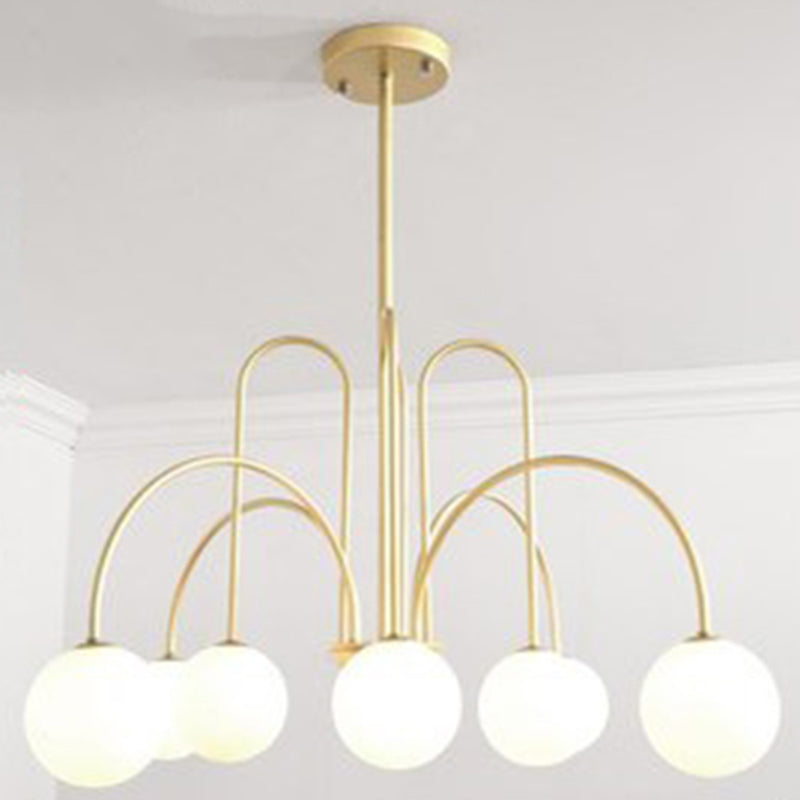 Modern Minimalist Chandelier Light Fixture Spherical White Glass Ceiling Chandelier for Living Room