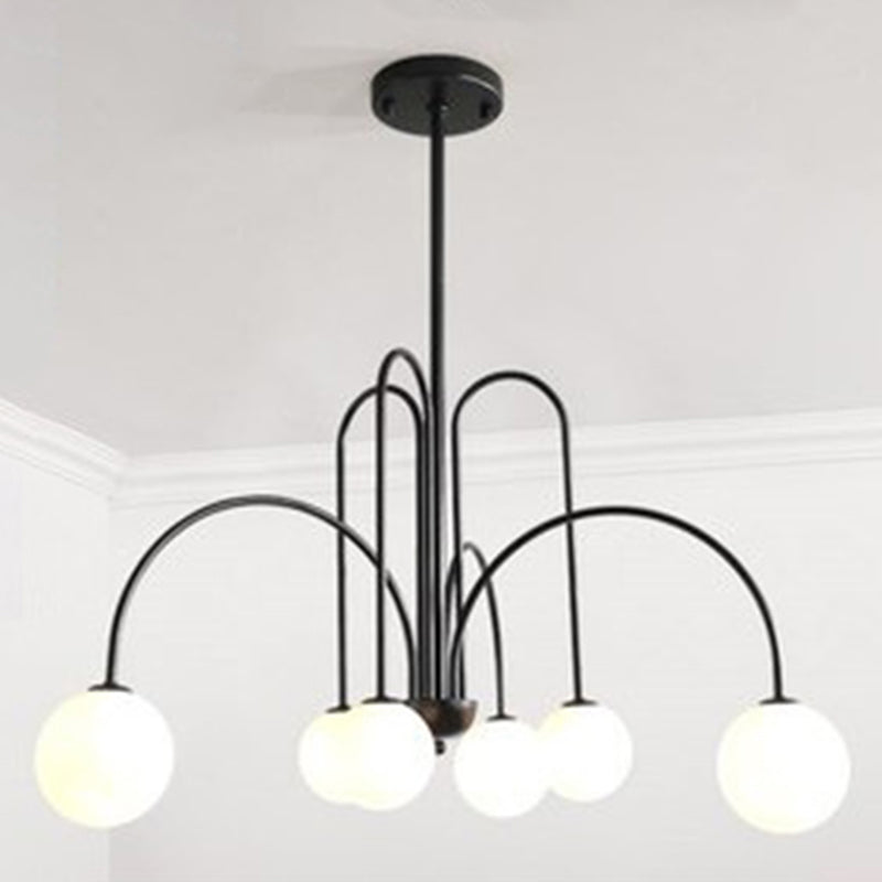 Modern Minimalist Chandelier Light Fixture Spherical White Glass Ceiling Chandelier for Living Room