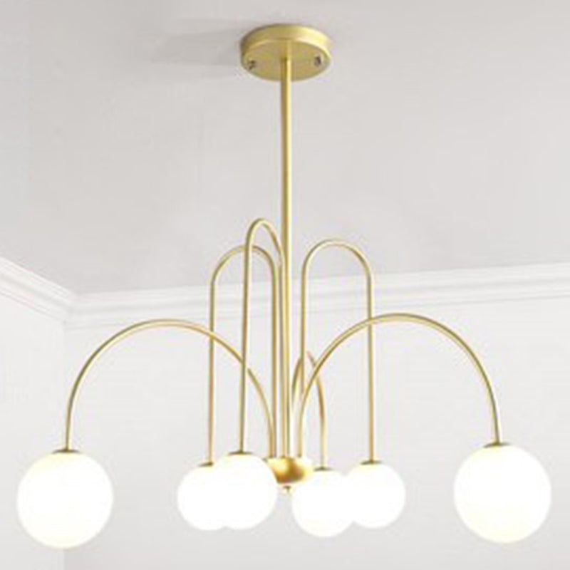 Modern Minimalist Chandelier Light Fixture Spherical White Glass Ceiling Chandelier for Living Room