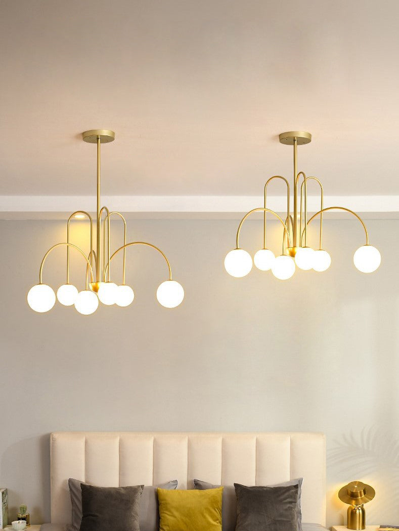 Modern Minimalist Chandelier Light Fixture Spherical White Glass Ceiling Chandelier for Living Room