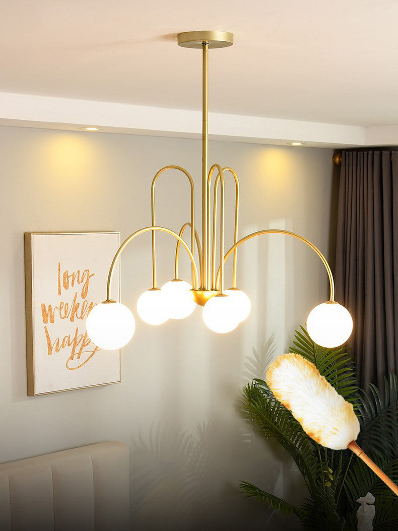 Modern Minimalist Chandelier Light Fixture Spherical White Glass Ceiling Chandelier for Living Room