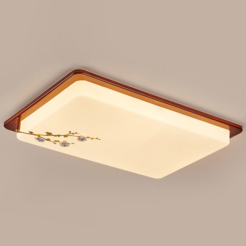 Weiße geometrische Deckenleuchte, minimalistische Acryl-LED-Einbauleuchte mit Keramikrosette