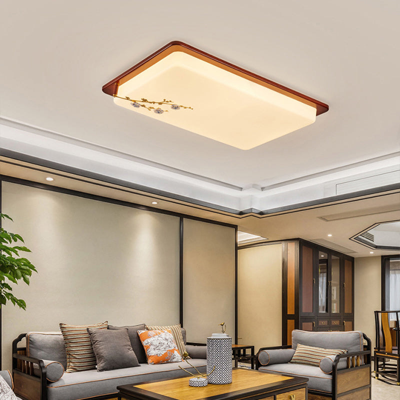 Weiße geometrische Deckenleuchte, minimalistische Acryl-LED-Einbauleuchte mit Keramikrosette