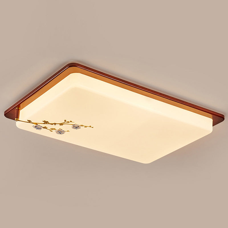 Weiße geometrische Deckenleuchte, minimalistische Acryl-LED-Einbauleuchte mit Keramikrosette