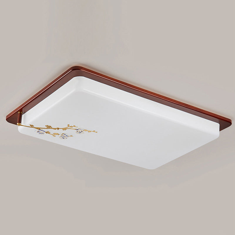 Weiße geometrische Deckenleuchte, minimalistische Acryl-LED-Einbauleuchte mit Keramikrosette