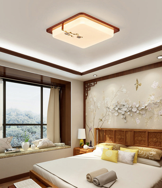 Weiße geometrische Deckenleuchte, minimalistische Acryl-LED-Einbauleuchte mit Keramikrosette