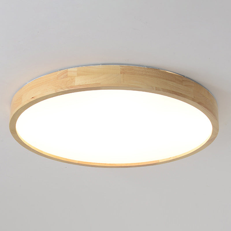 Wooden Geometric Flush Mount Ceiling Light Modern Beige Flush Mount LED Light for Entrance