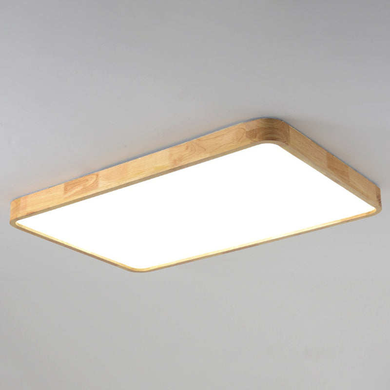 Wooden Geometric Flush Mount Ceiling Light Modern Beige Flush Mount LED Light for Entrance
