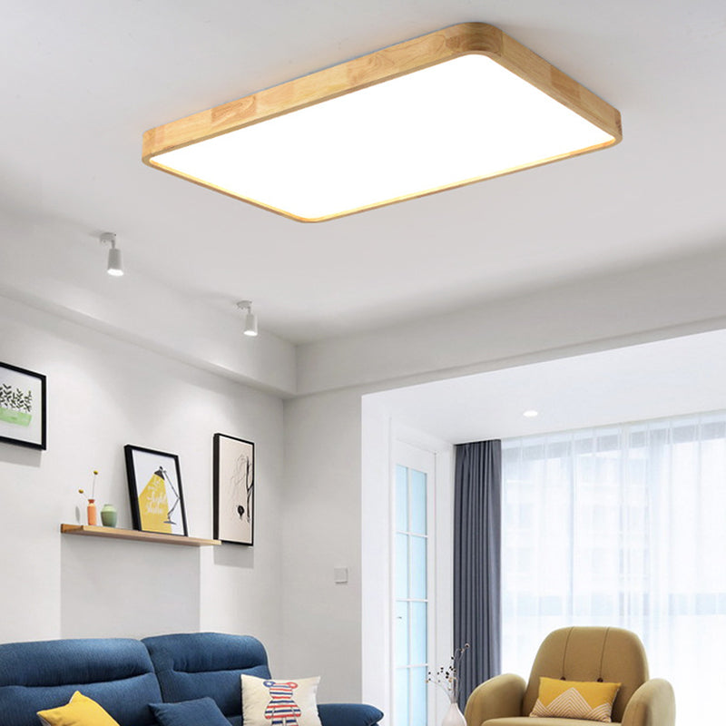 Wooden Geometric Flush Mount Ceiling Light Modern Beige Flush Mount LED Light for Entrance