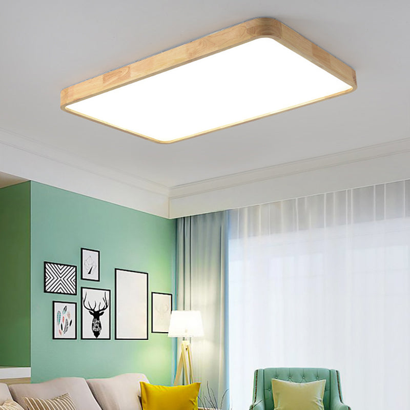 Wooden Geometric Flush Mount Ceiling Light Modern Beige Flush Mount LED Light for Entrance