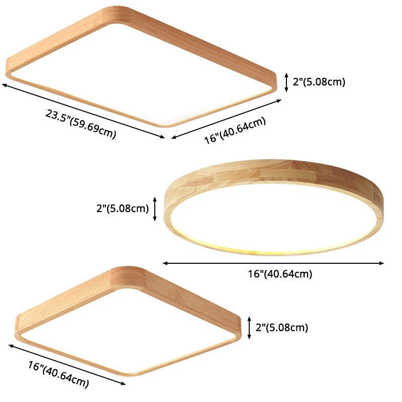 Wooden Geometric Flush Mount Ceiling Light Modern Beige Flush Mount LED Light for Entrance