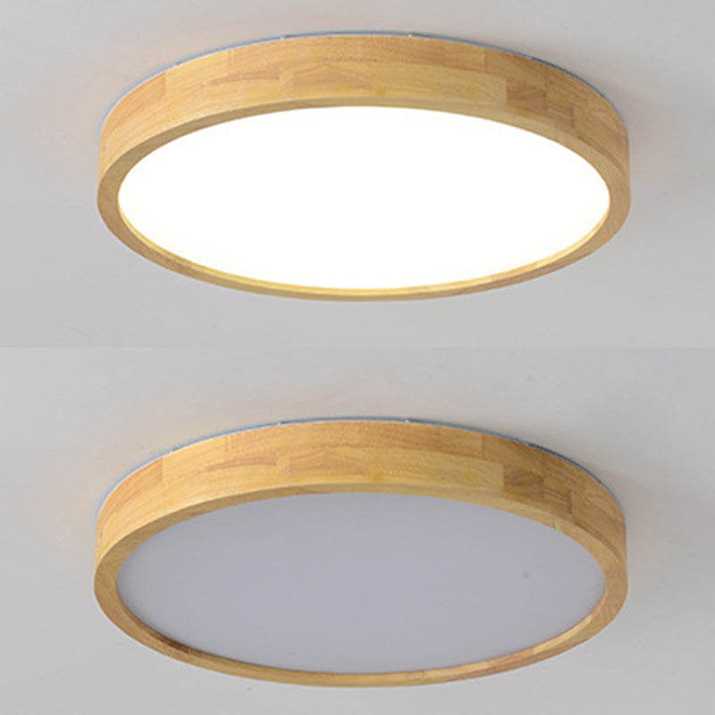 Wooden Geometric Flush Mount Ceiling Light Modern Beige Flush Mount LED Light for Entrance