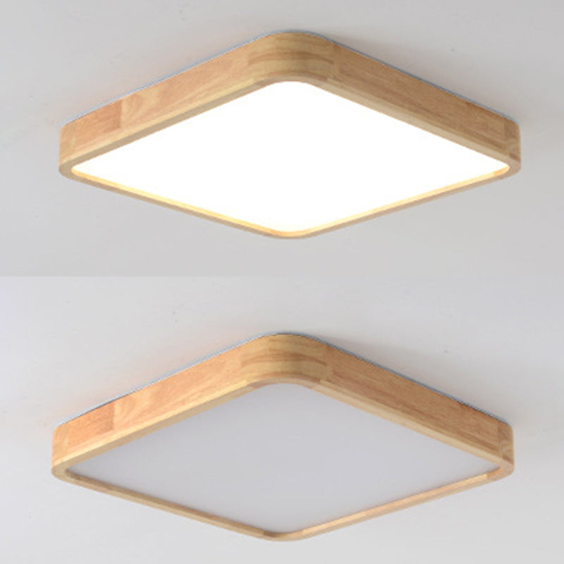 Wooden Geometric Flush Mount Ceiling Light Modern Beige Flush Mount LED Light for Entrance
