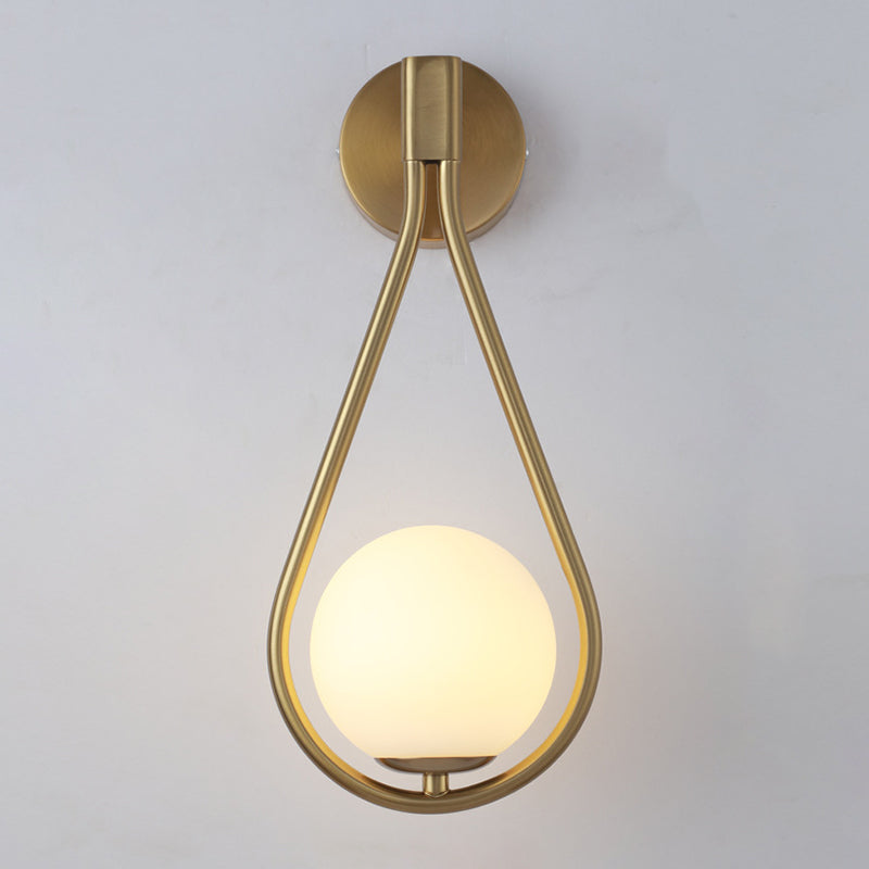 Lámpara de pared de lágrima de lámpara de pared de estilo simple moderno con sombra de vidrio de bola