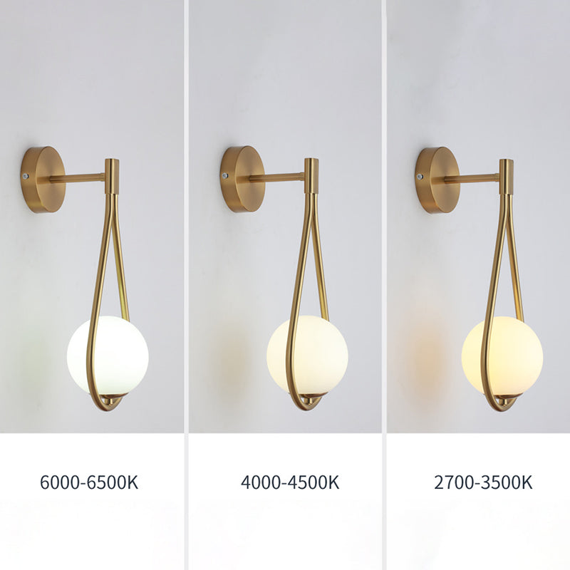 Lámpara de pared de lágrima de lámpara de pared de estilo simple moderno con sombra de vidrio de bola