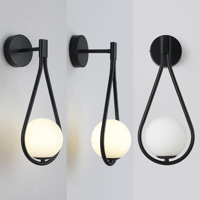 Lámpara de pared de lágrima de lámpara de pared de estilo simple moderno con sombra de vidrio de bola