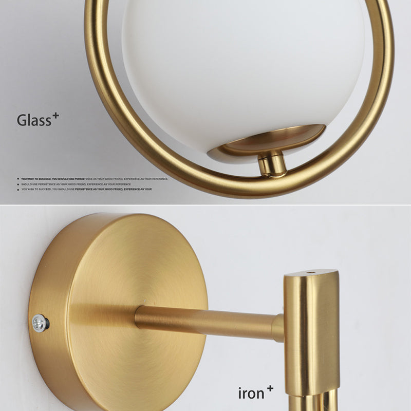 Lámpara de pared de lágrima de lámpara de pared de estilo simple moderno con sombra de vidrio de bola