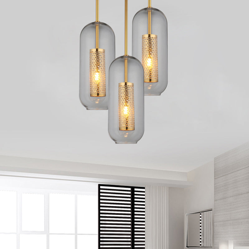 1 léger pendentif cylindrique lumière moderne minimaliste en verre transparent à manger lampe suspendue