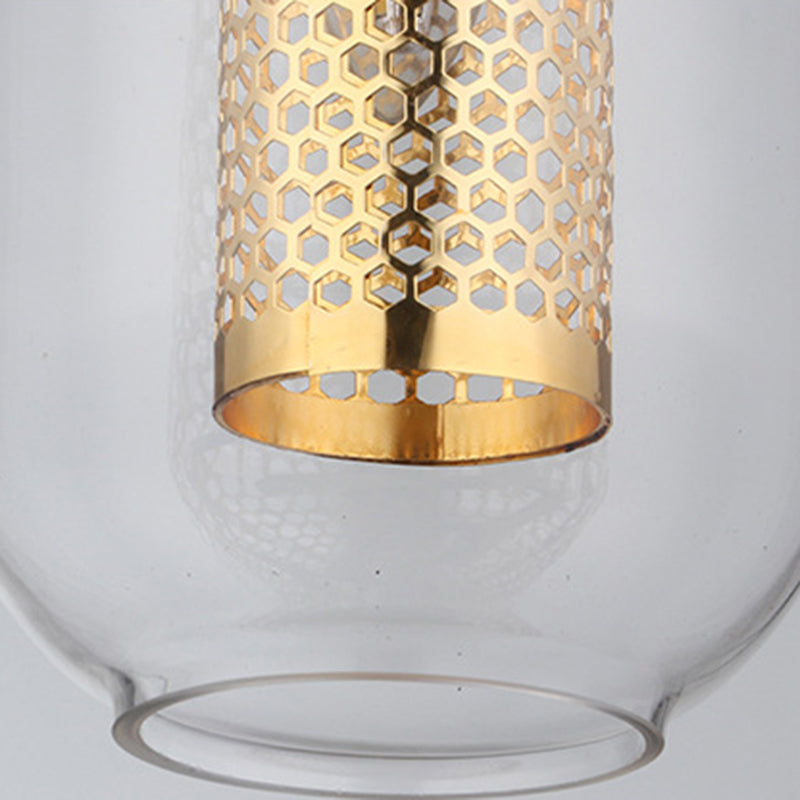 1 léger pendentif cylindrique lumière moderne minimaliste en verre transparent à manger lampe suspendue