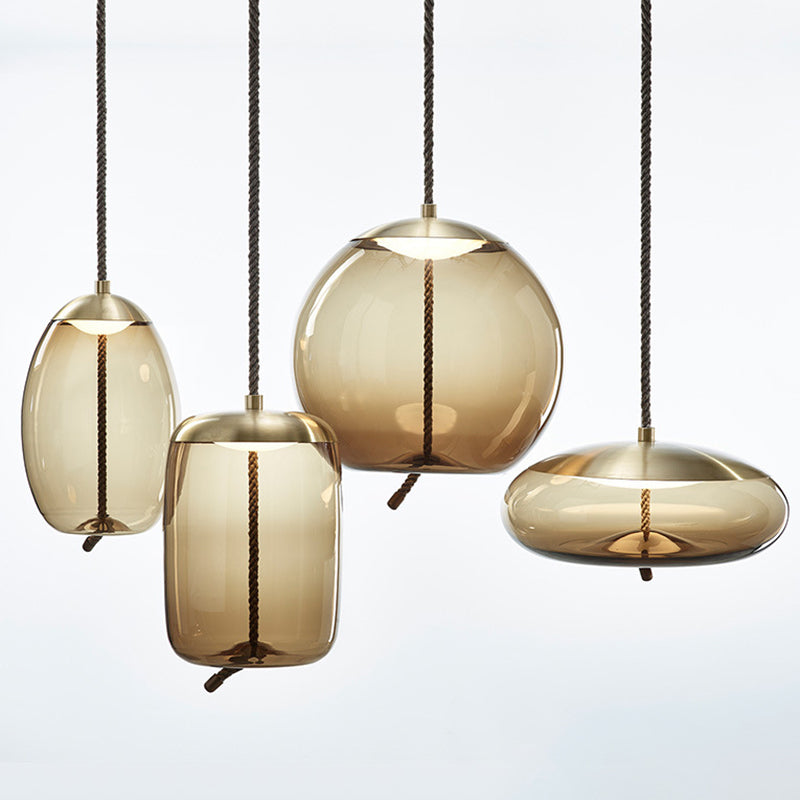 1 Light Mason Jar Pendant Light Modern Hand Blown Glass Shade Hanging Lamp for Living Room