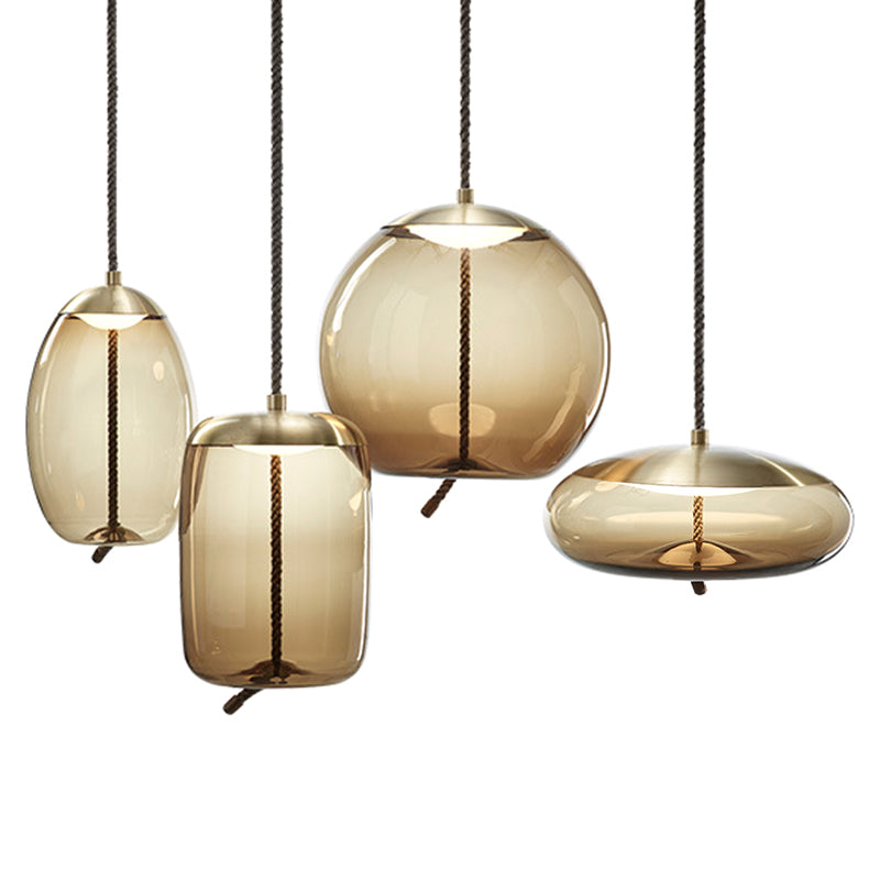 1 Light Mason Jar Pendant Light Modern Hand Blown Glass Shade Hanging Lamp for Living Room