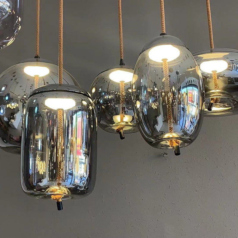 1 Light Mason Jar Pendant Light Modern Hand Blown Glass Shade Hanging Lamp for Living Room