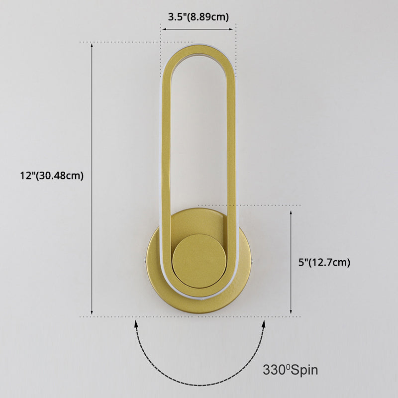 Simplicidad moderna Luz de pared ovalada Luz de pared de aluminio de aluminio Fixes para dormitorio