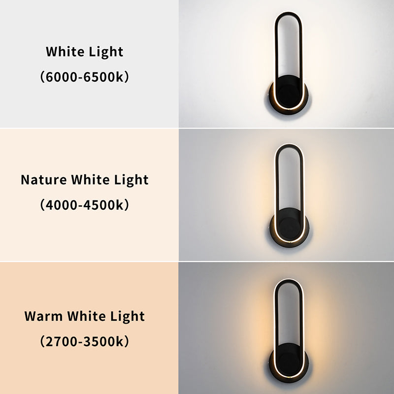 Simplicidad moderna Luz de pared ovalada Luz de pared de aluminio de aluminio Fixes para dormitorio