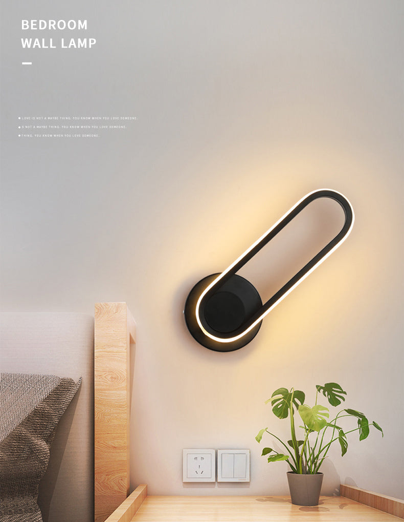 Simplicidad moderna Luz de pared ovalada Luz de pared de aluminio de aluminio Fixes para dormitorio
