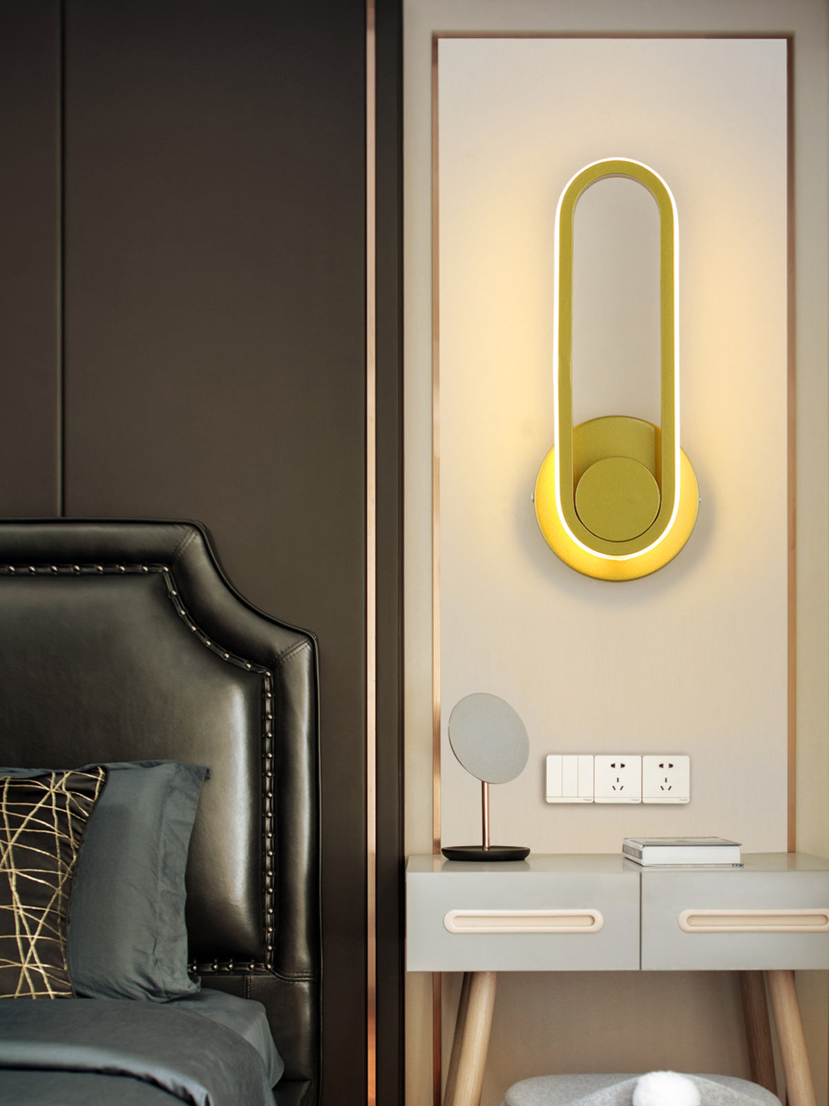 Simplicidad moderna Luz de pared ovalada Luz de pared de aluminio de aluminio Fixes para dormitorio