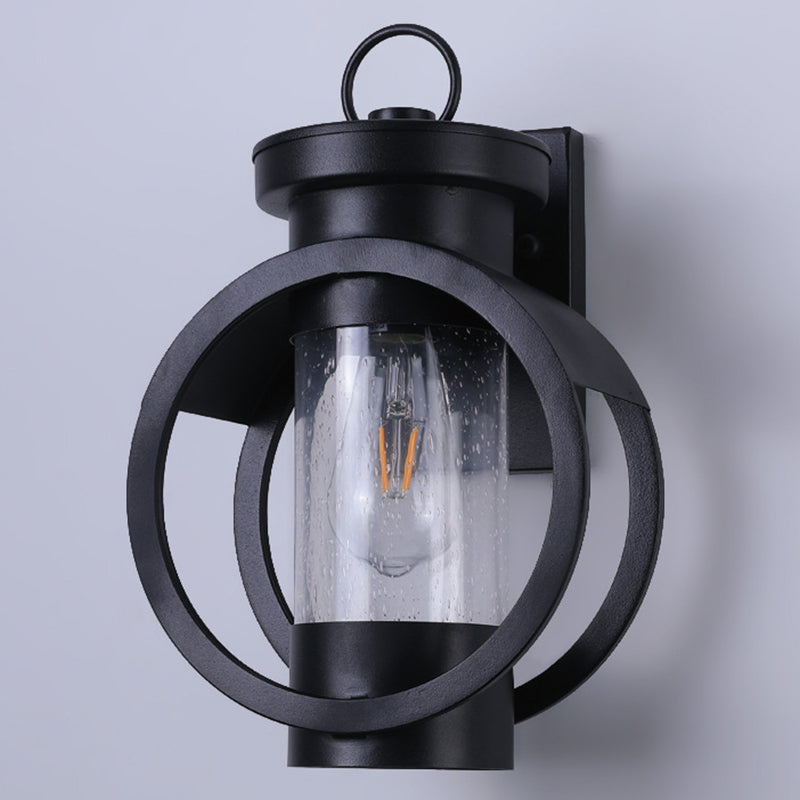 Industrieller Stil schwarzer Schmiedeeisen Wandleuchte mit ausgesätten Glaszylinderschatten Eins Lampen -Lampen -Beleuchtung