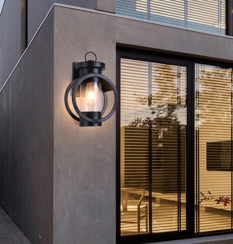 Industrieller Stil schwarzer Schmiedeeisen Wandleuchte mit ausgesätten Glaszylinderschatten Eins Lampen -Lampen -Beleuchtung