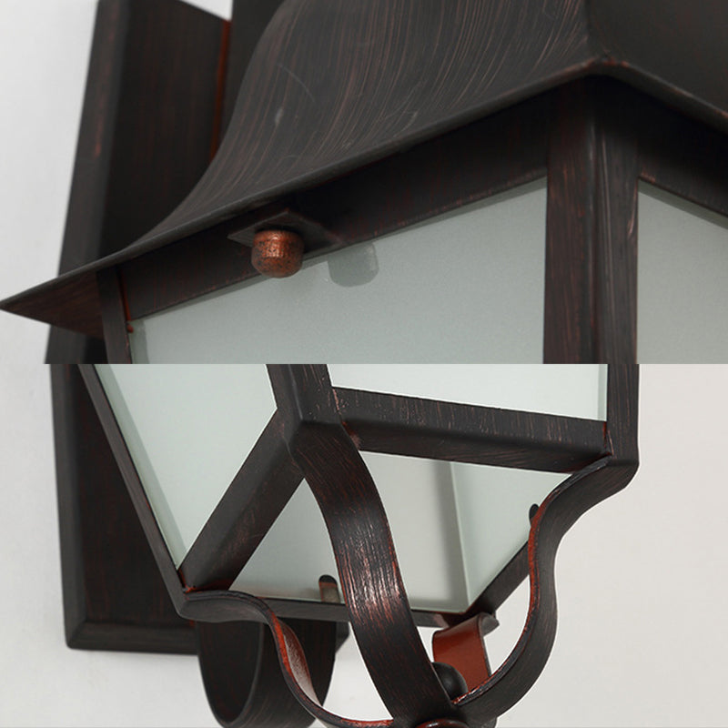 Lámpara de pared metálica de una sola luz vintage, aplique de pared impermeable para exteriores con brazo fijo para escaleras y pasillos