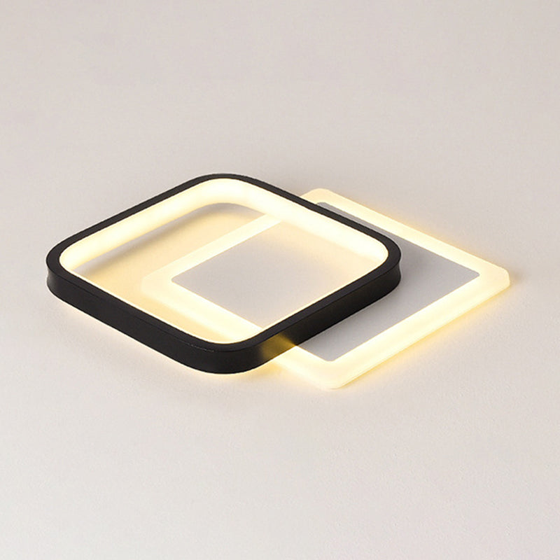 Geometric Aisle Ceiling Flush Mount Light Acrylic LED Simplicity Ceiling Mounted Light in Black-White