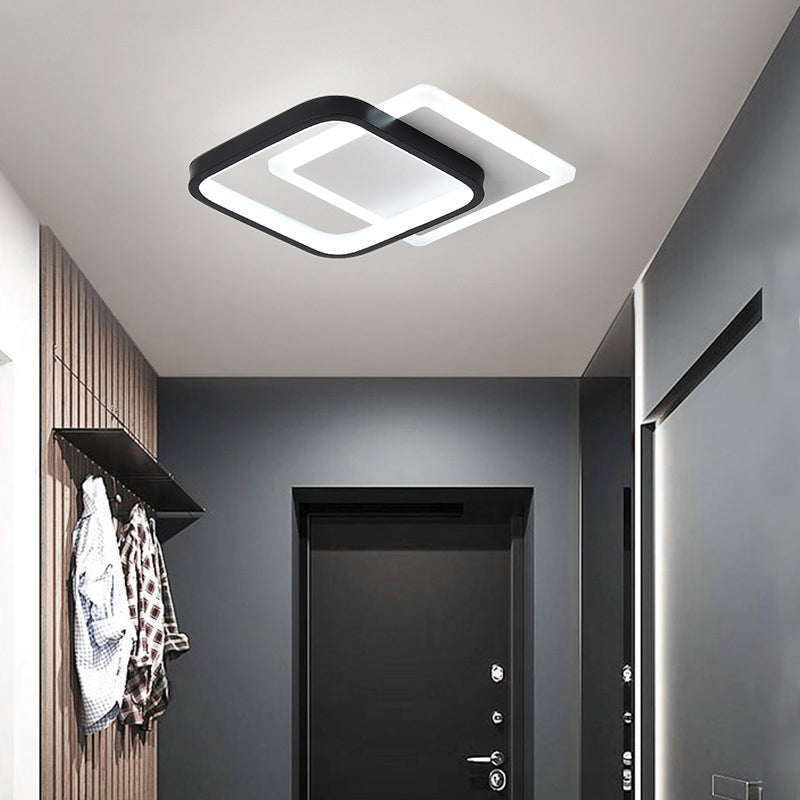 Geometric Aisle Ceiling Flush Mount Light Acrylic LED Simplicity Ceiling Mounted Light in Black-White