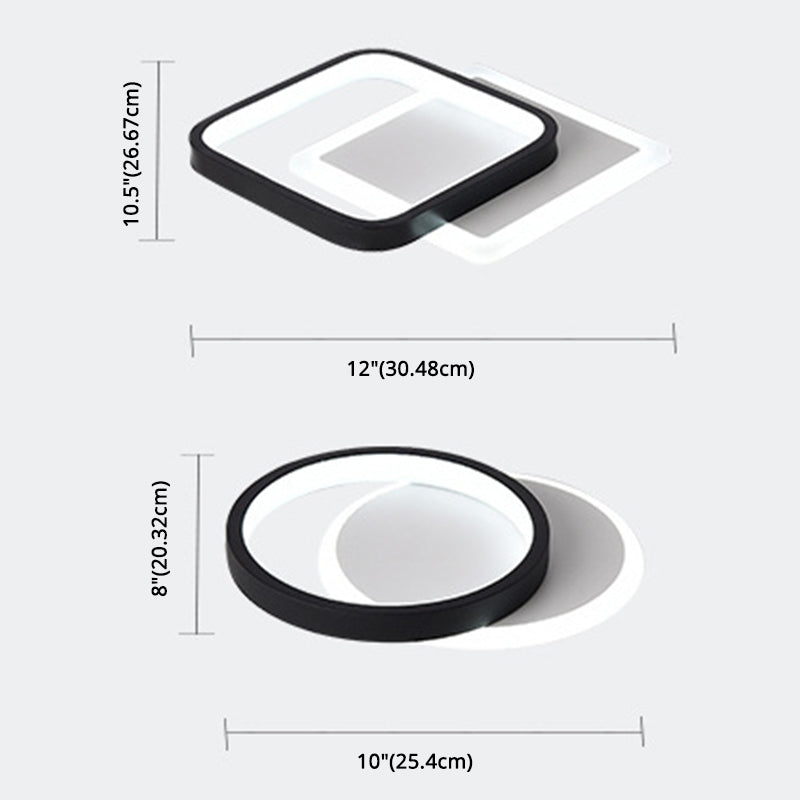 Geometric Aisle Ceiling Flush Mount Light Acrylic LED Simplicity Ceiling Mounted Light in Black-White