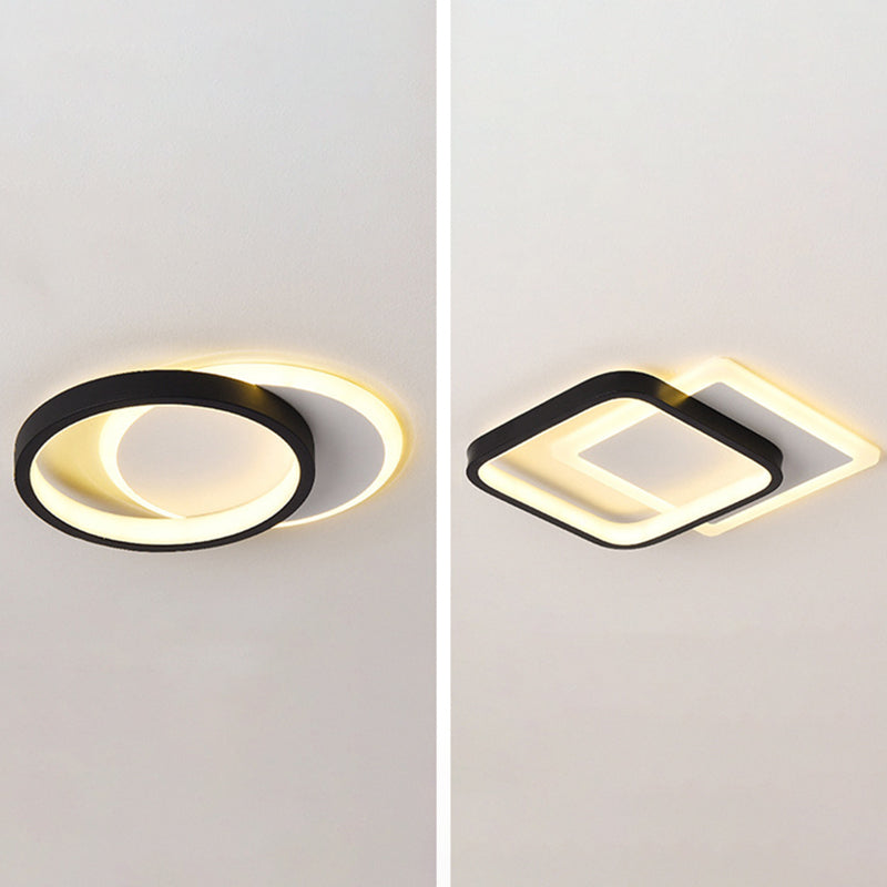 Geometric Aisle Ceiling Flush Mount Light Acrylic LED Simplicity Ceiling Mounted Light in Black-White