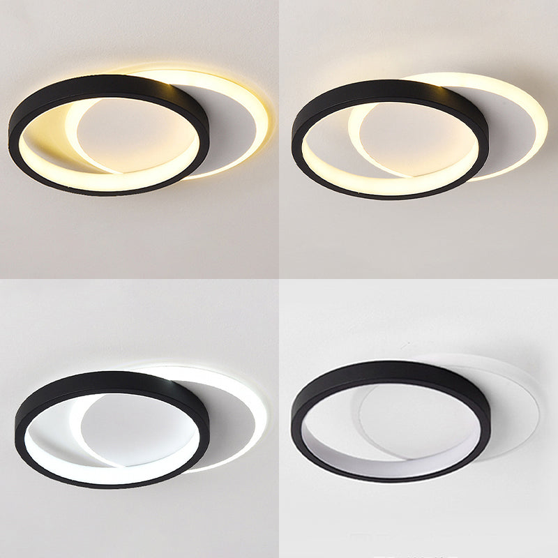 Geometric Aisle Ceiling Flush Mount Light Acrylic LED Simplicity Ceiling Mounted Light in Black-White